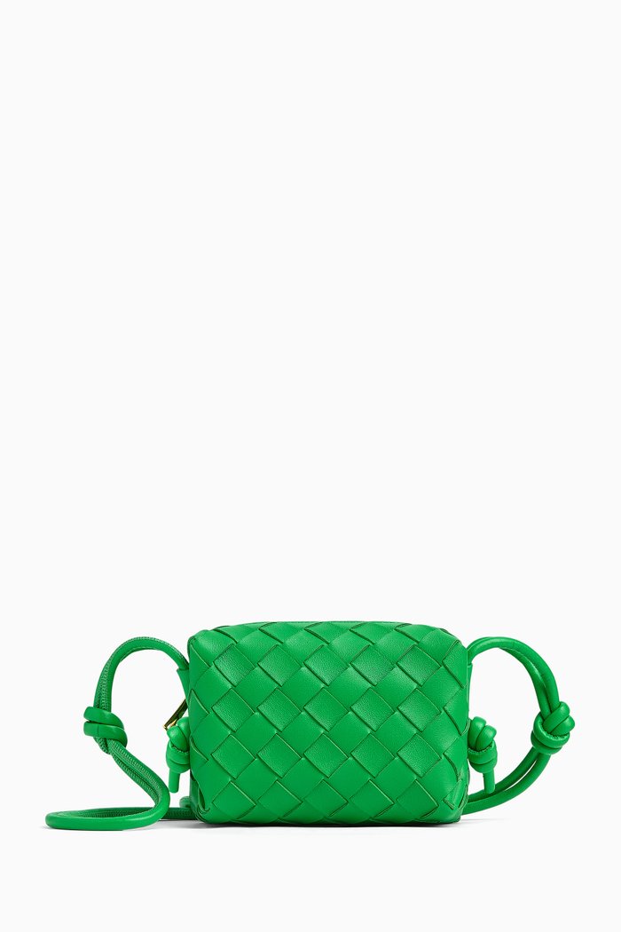 

Candy Loop Camera Bag in Intrecciato Leather, Green