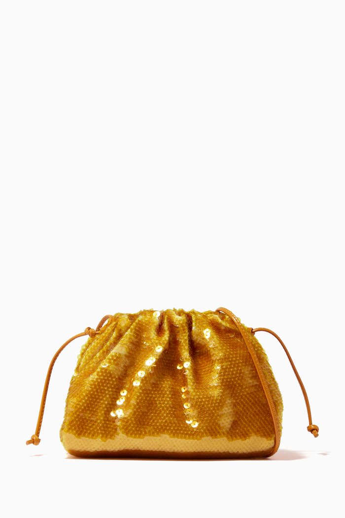 

Mini Pouch in Sequinned Fabric, Gold