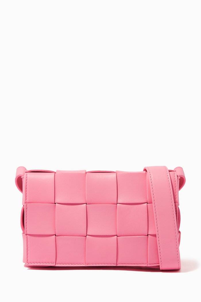 

Cassette Crossbody Bag in Intrecciato Leather, Pink