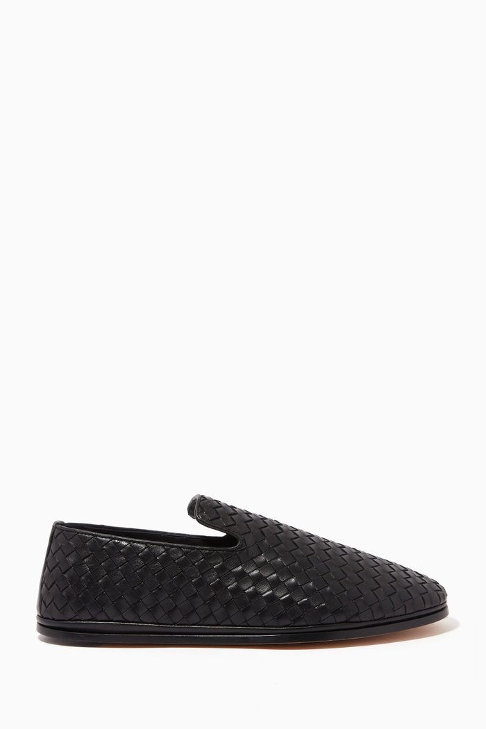 Intrecciato Slippers in Nappa Leather, Black