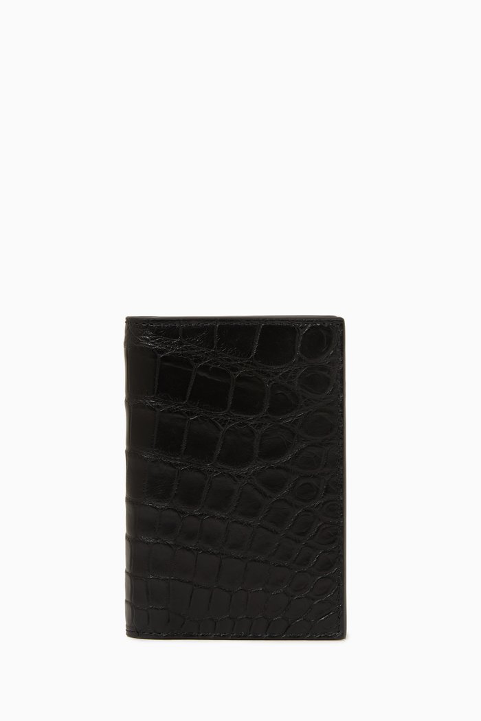 

Flap Card Case in Alligator Leather, Black