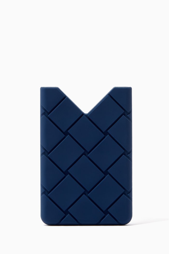 

Card Case in Intreccio Rubber Silicone, Blue