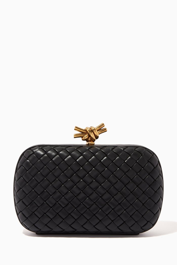 

Knot Minaudiere Clutch in Foulard Intreccio Calfskin, Black