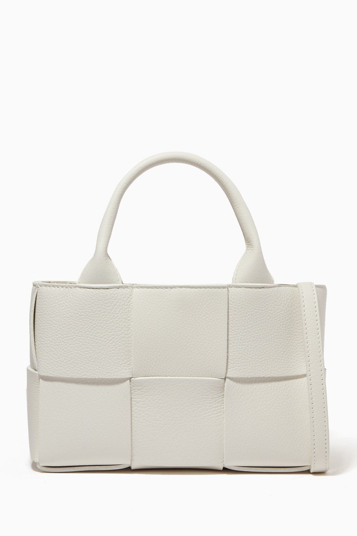 

Candy Arco Tote Bag in Intreccio Grained Leather, White