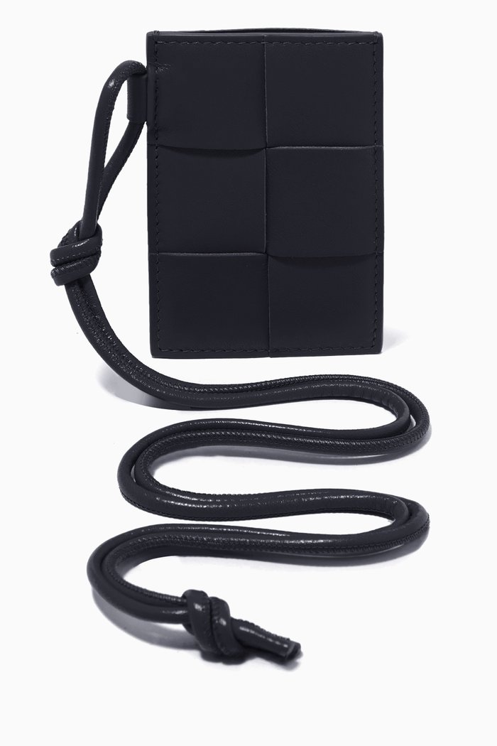 

Lanyard Card Case in Intrecciato Nappa Leather, Blue