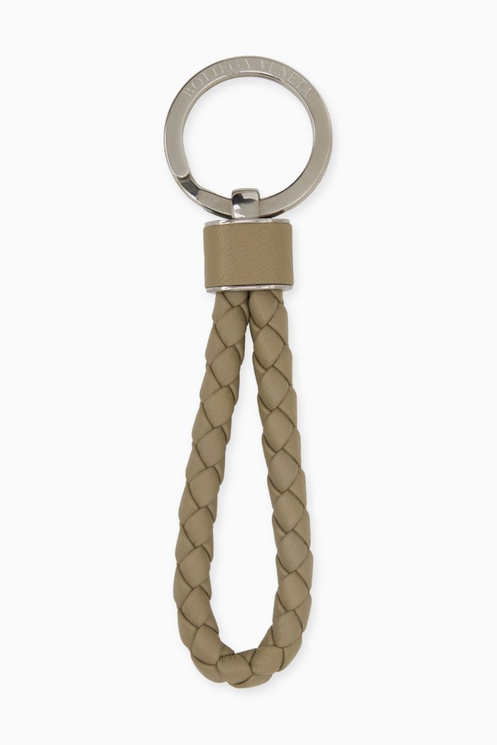 

Key Ring in Intreccio Leather, Grey
