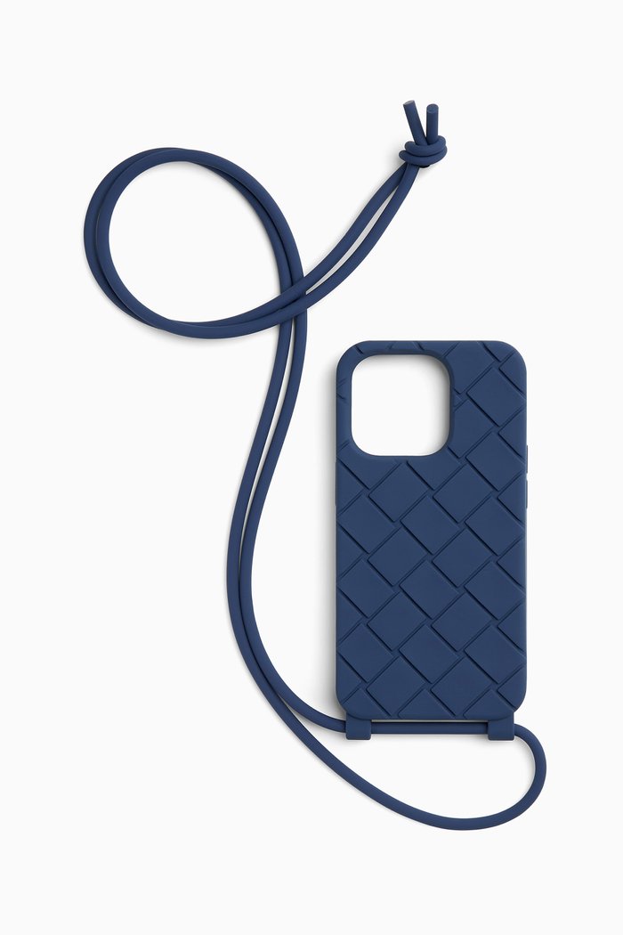 

iPhone 14 Pro Case in Intreccio Rubber Silicone, Blue