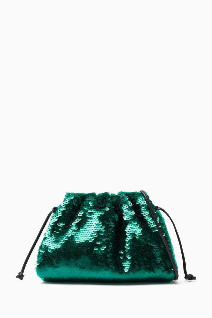 

Mini Pouch in Sequin & Leather, Green