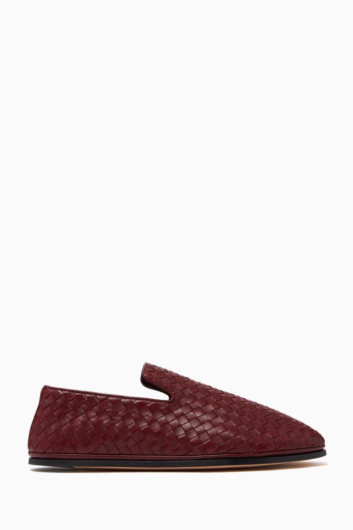 

Intrecciato Slippers in Nappa Leather, Burgundy