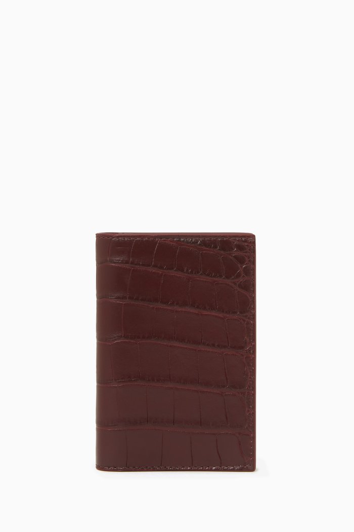 

Flap Card Case in Alligator Leather, Burgundy