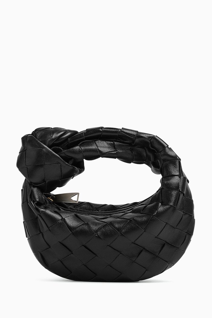

Candy Jodie Top Handle Bag in Intrecciato Leather, Black