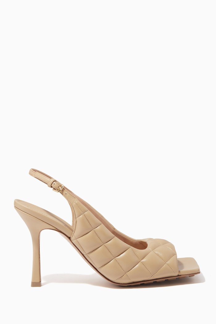 Padded 100 Slingback Sandals in Leather, Neutral