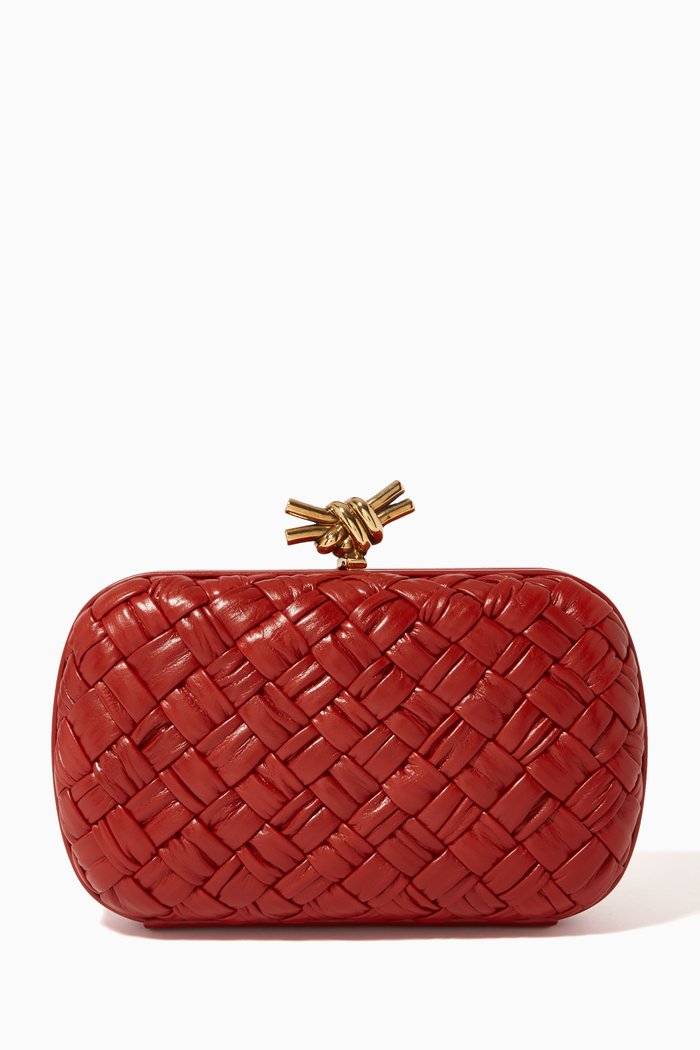 

Knot Minaudiere Clutch in Intrecciato Leather, Red