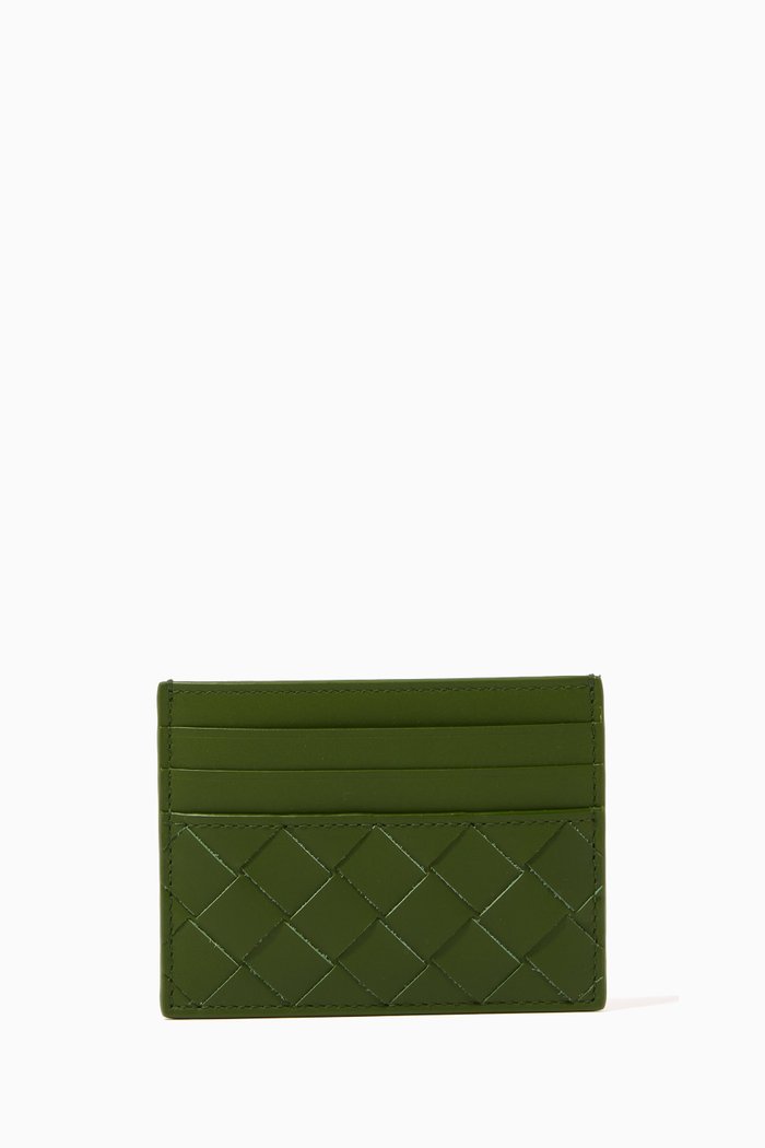 

Card Case in Intrecciato Leather, Green