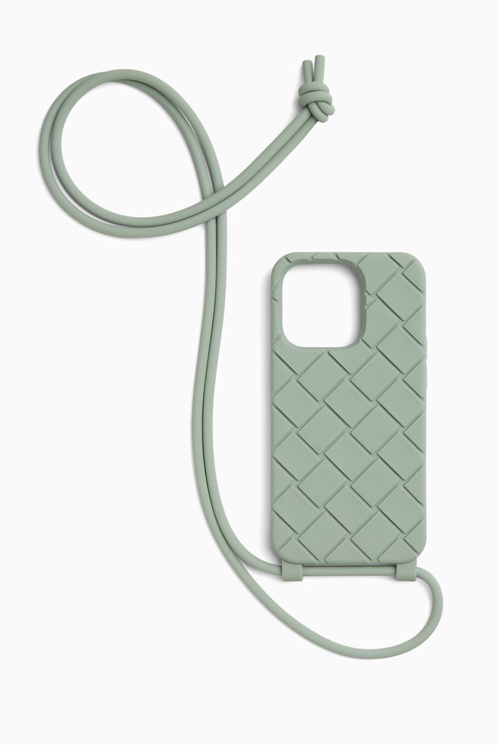 

iPhone 14 Pro Case in Intreccio Rubber Silicone, Green