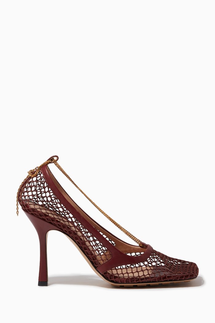 

Stretch Pumps in Mesh & Leather, Burgundy