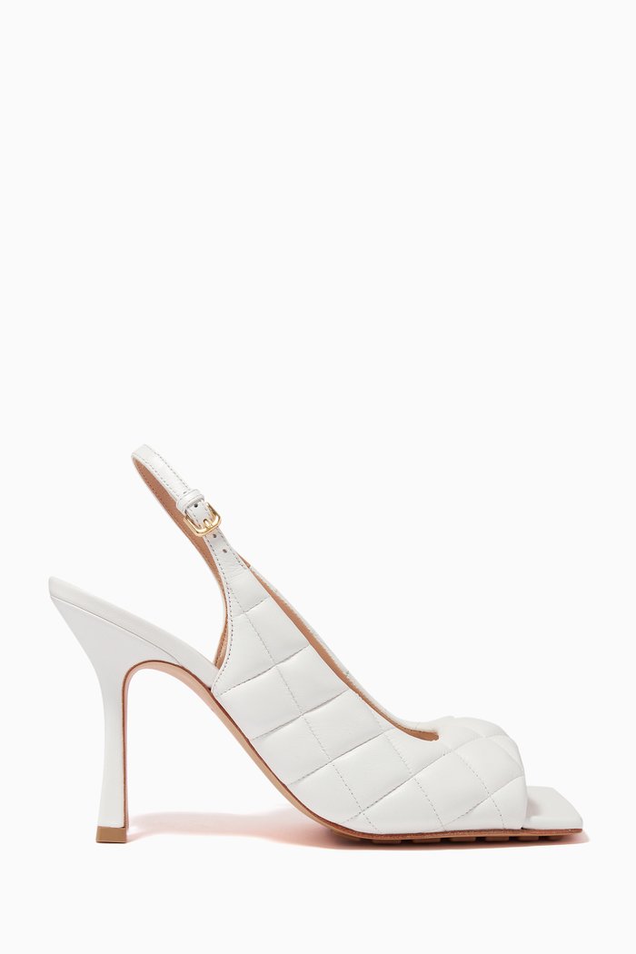 

Padded Slingback Sandals in Quilted Leather, White