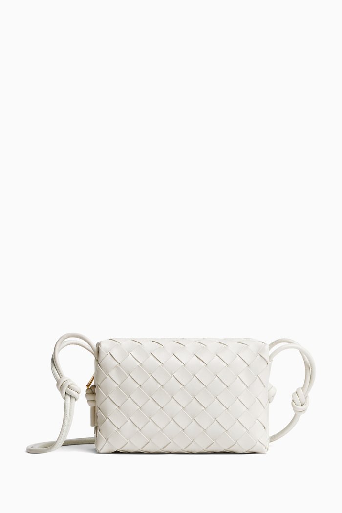 

Candy Loop Camera Bag in Intrecciato Leather, White