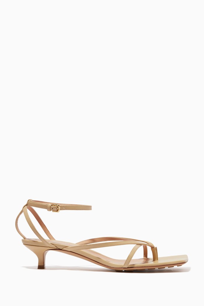 

Stretch Strap Sandals in Leather, Neutral