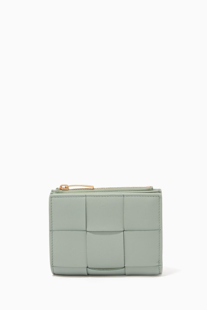 

Bi-fold Wallet in Intrecciato Nappa Leather, Green