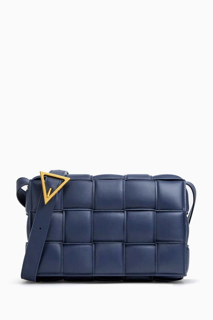 

Padded Cassette Bag in Intrecciato Leather, Blue