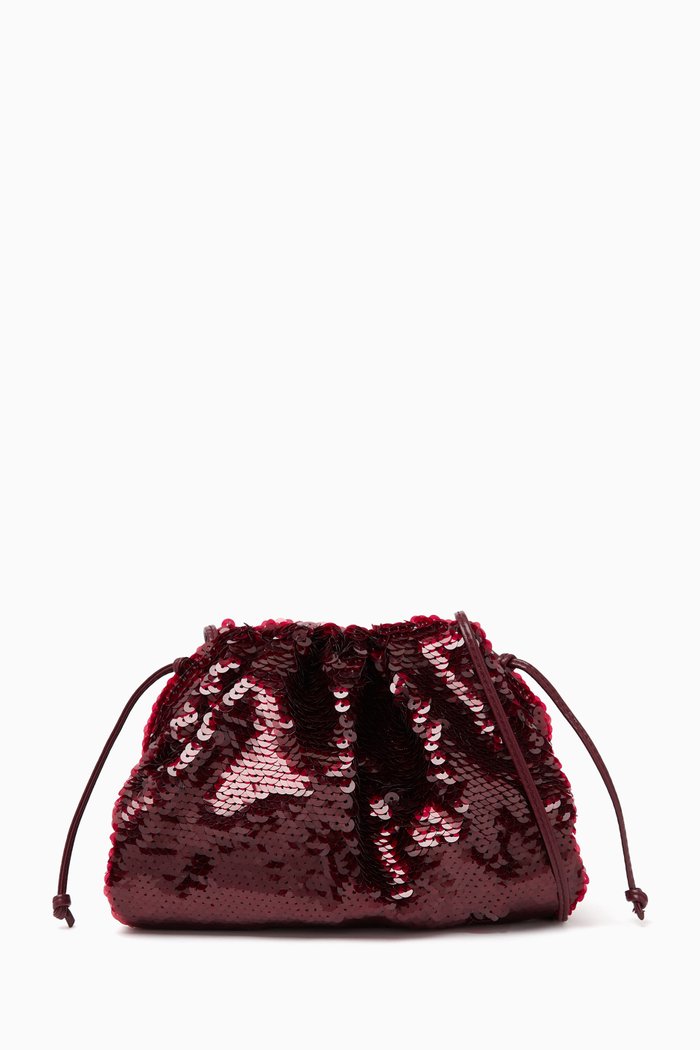 

Mini Pouch in Sequinned Fabric, Burgundy
