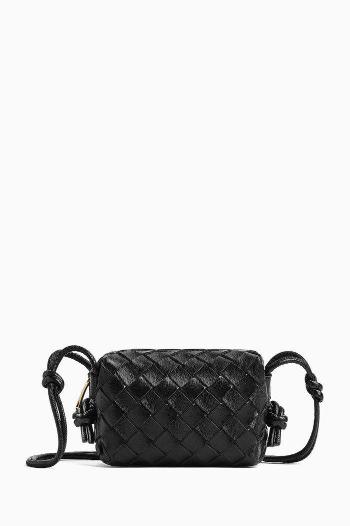 

Candy Loop Camera Bag in Intrecciato Leather, Black