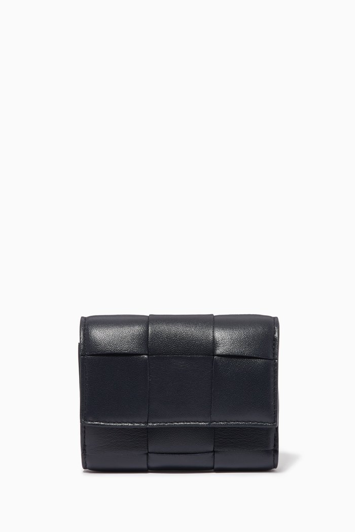 

Tri-fold Wallet in Intrecciato Nappa, Blue
