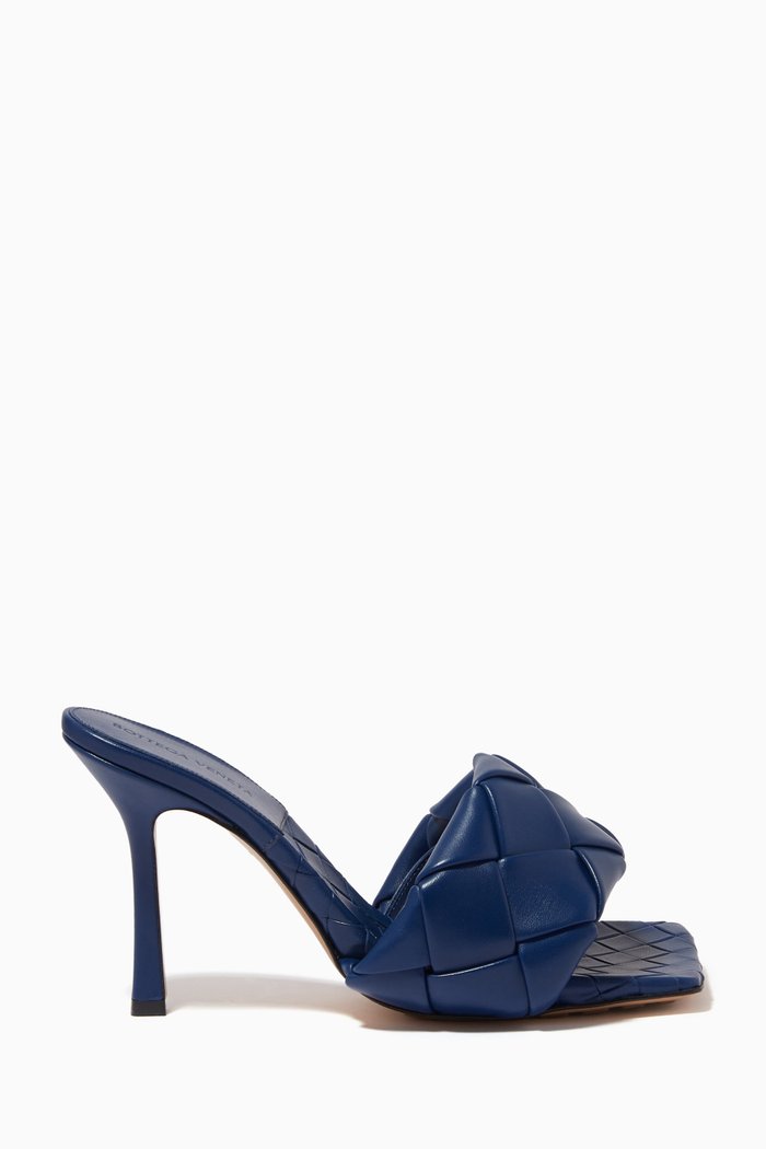 

Lido 90 Mule Sandals in Intrecciato Leather, Blue