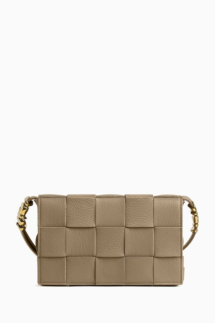

Cassette Bag in Intreccio Grained Leather, Grey