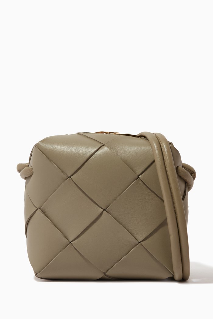 Mini Cassette Bag in Intreccio Leather, Grey