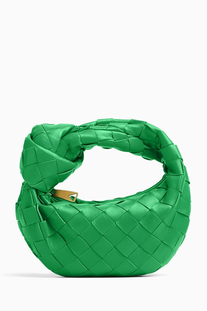 

Candy Jodie Top Handle Bag in Intrecciato Leather, Green