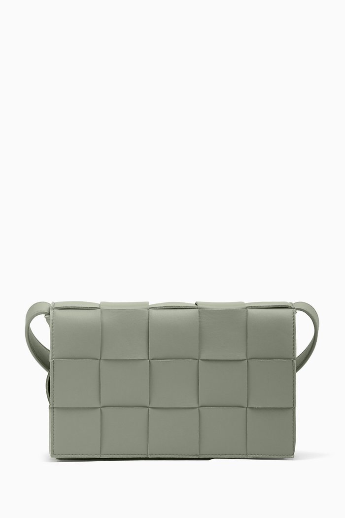 

Cassette Cross-body Bag in Intrecciato Leather, Green