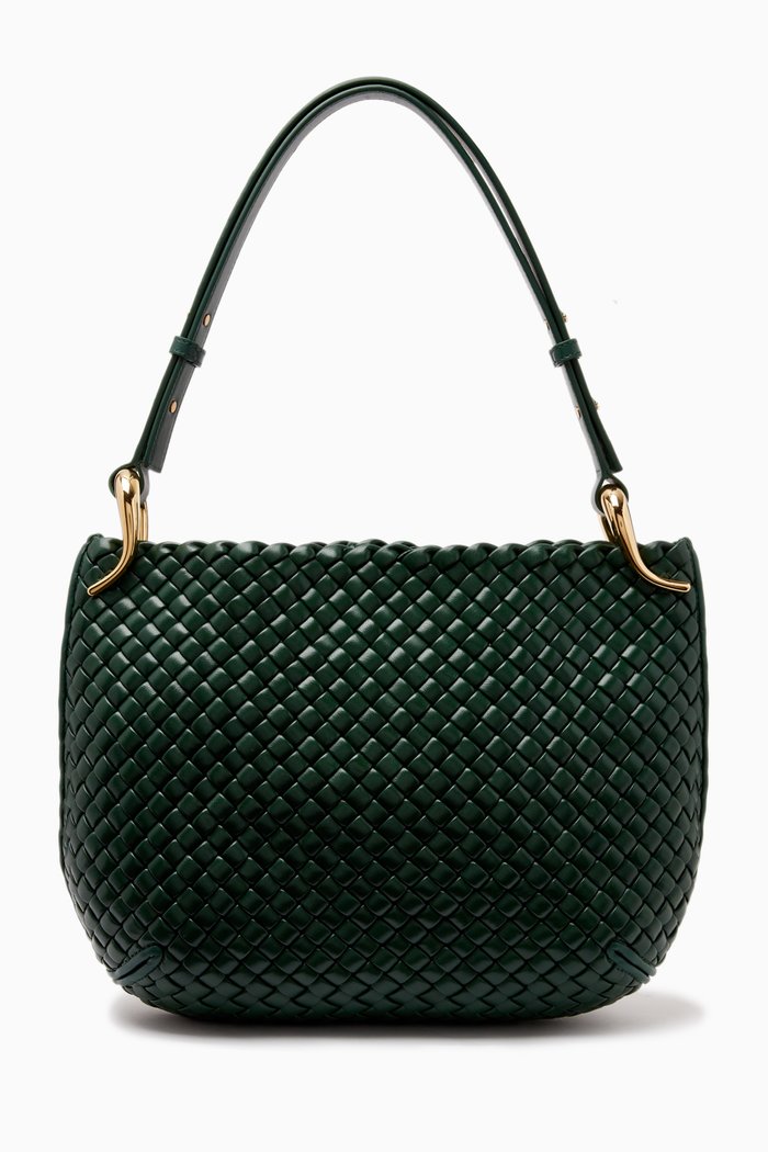 

Medium Swing Bag in Padded Intreccio Leather, Green