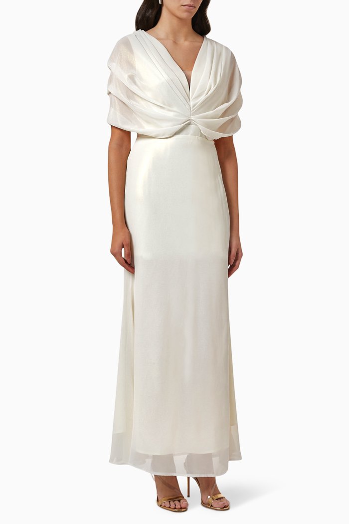 

Draped Cape Maxi Dress, White