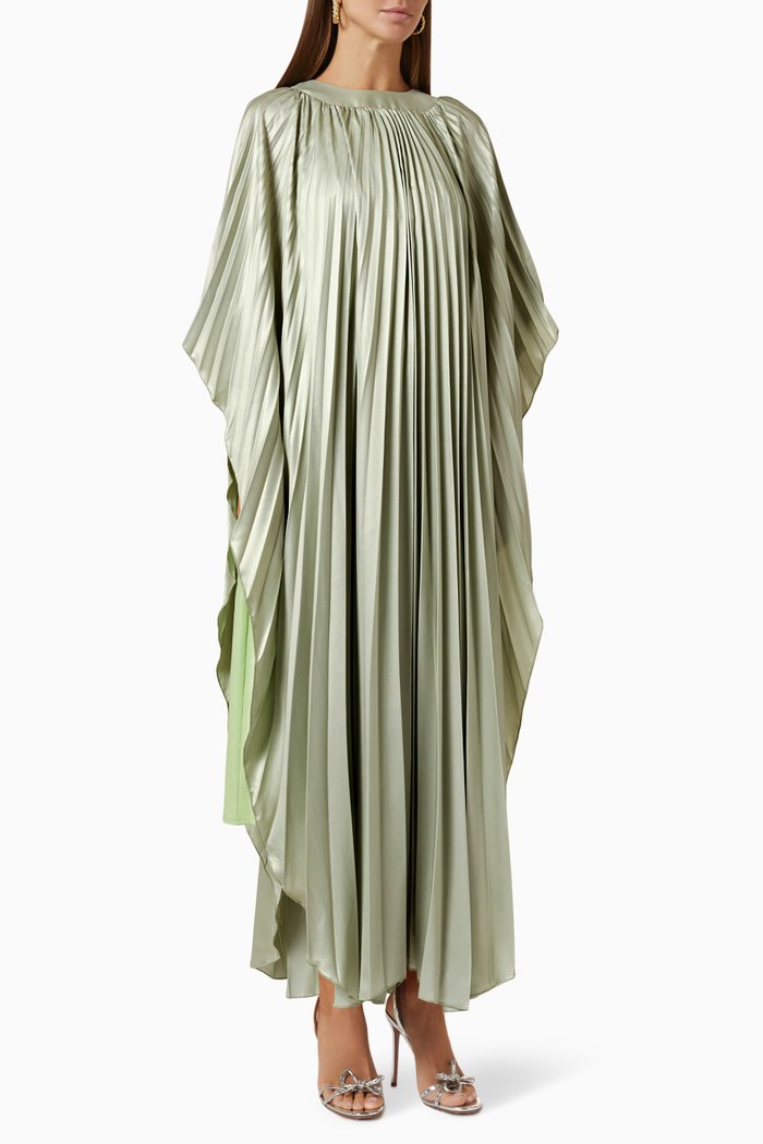 

Pleated Maxi Dress, Green