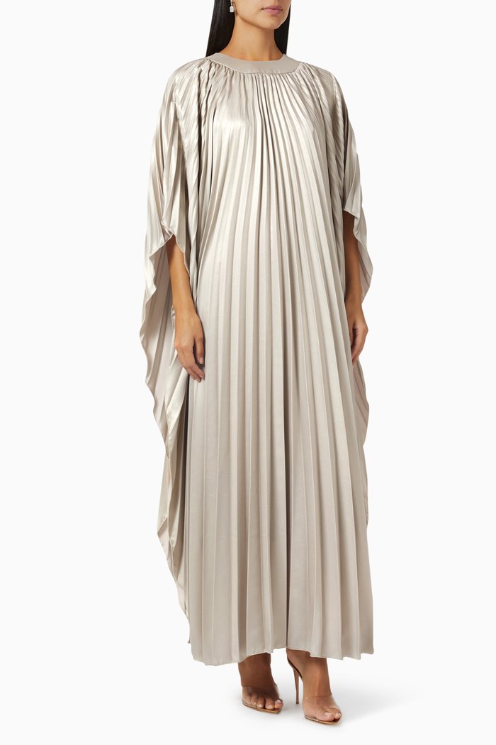 

Pleated Maxi Dress, Neutral