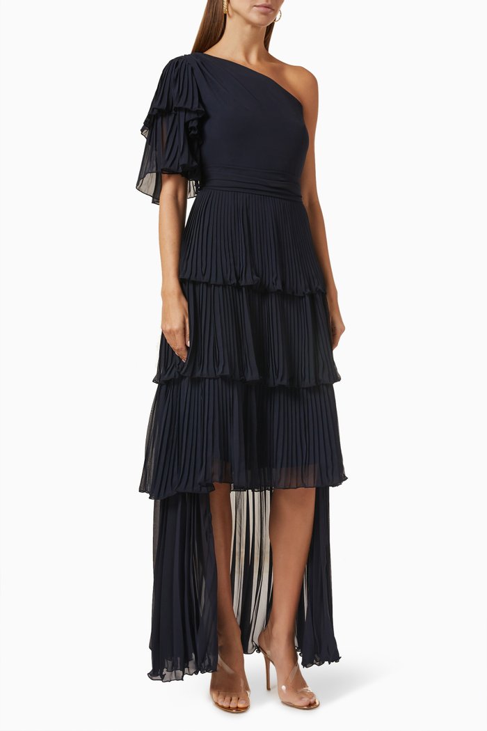 

High-low Tiered Dress, Blue