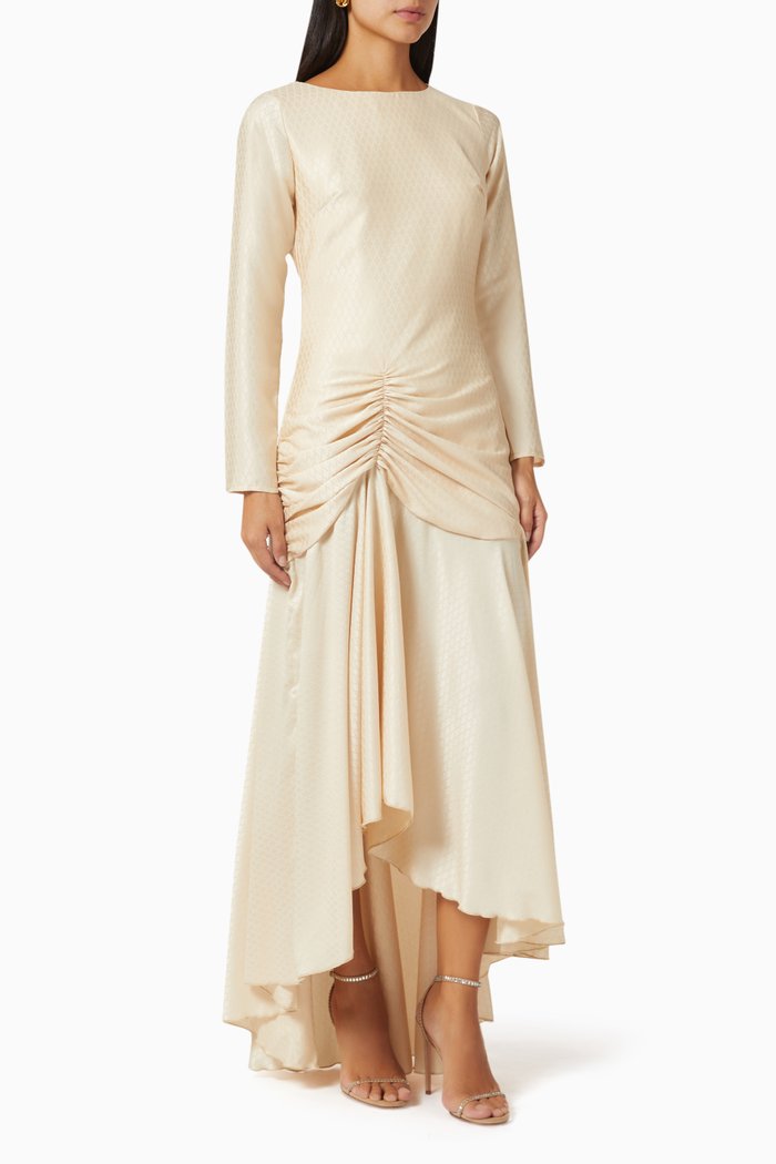 

Ruched Midi Dress, Neutral