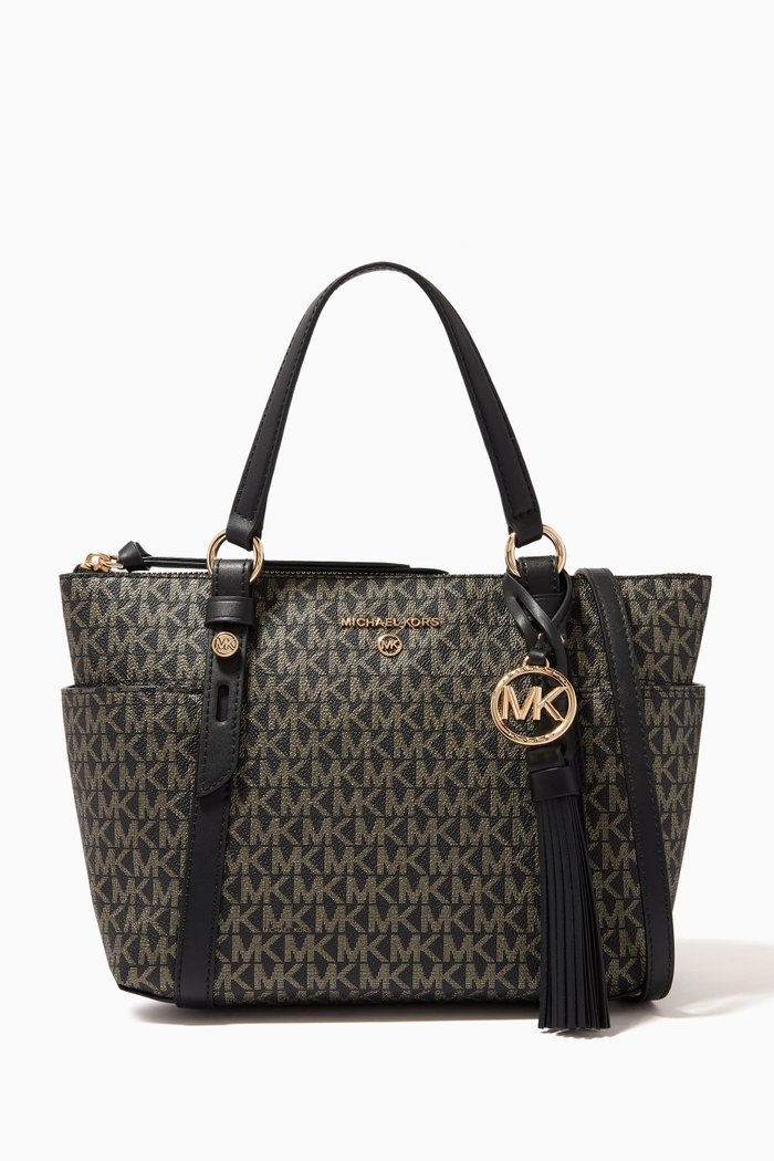 

Sullivan Small Logo Tote Bag in Canvas & Leather, Multicolour