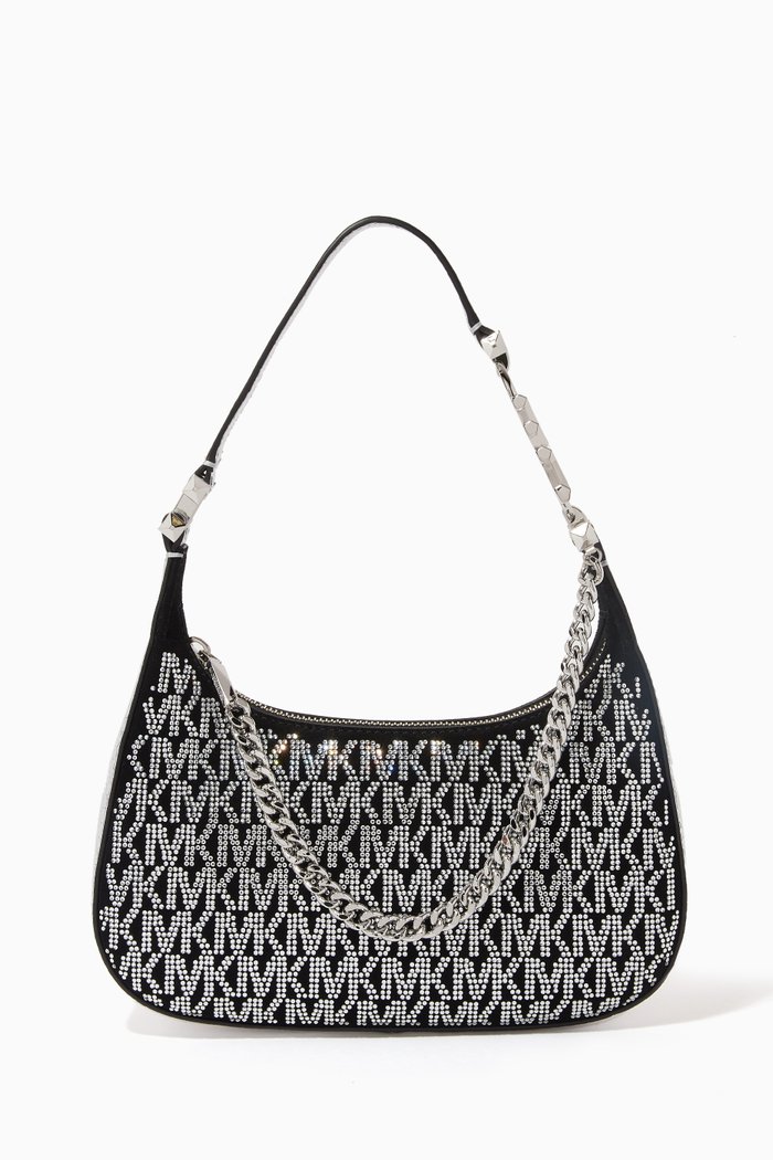 

Piper Small Logo Shoulder Bag in Crystal Suede, Multicolour