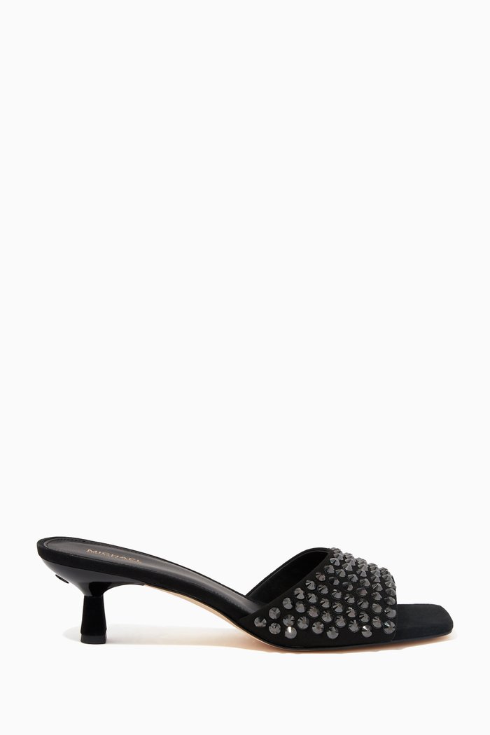 

Amal 50 Sandals in Crystal Faux Suede, Black
