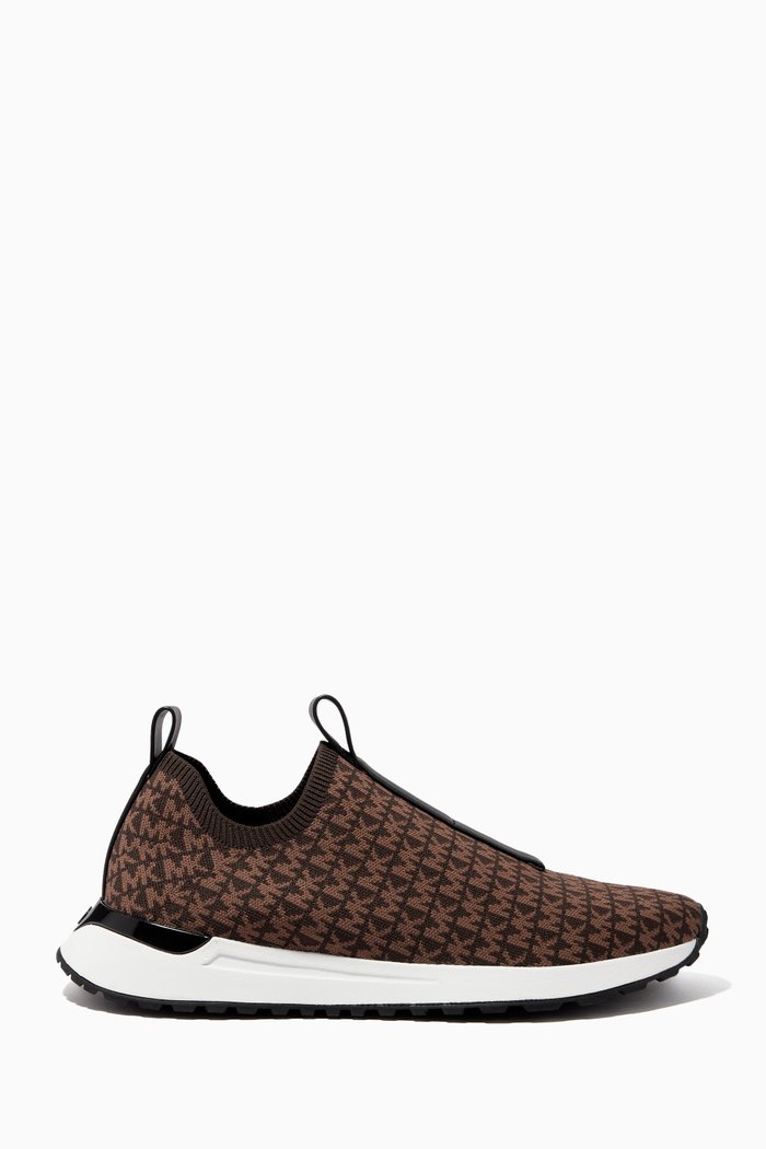 

Miles Slip-on Sneakers in Logo Jacquard Knit, Brown