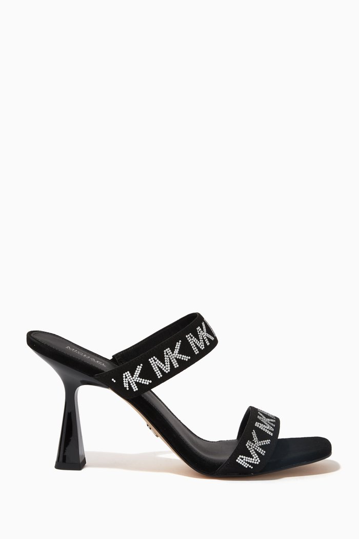 

Clara 90 Sandals in Crystal Faux Suede, Black