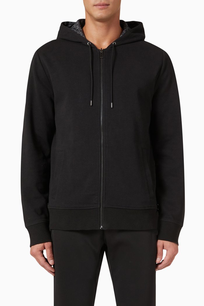 

Logo Reversible Hoodie in Cotton Blend, Black