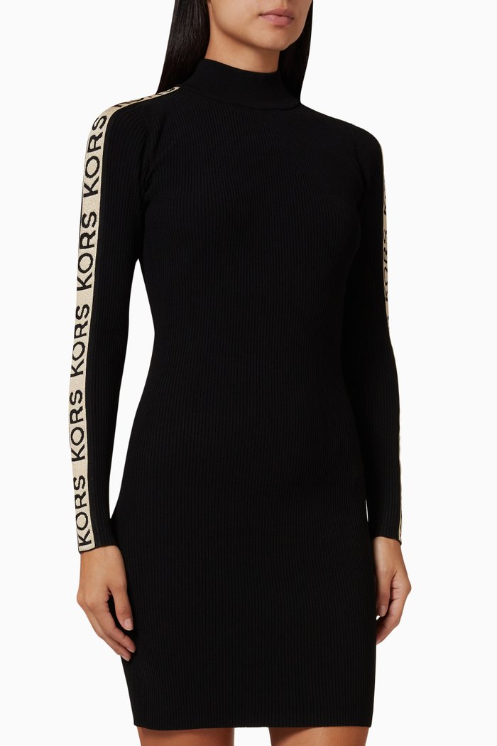 

Logo Tape Sweater Dress in Viscose Rib-knit, Multicolour