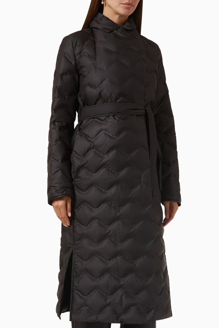 Ghiaia Long Jacket in Water-repellent Fabric, Black