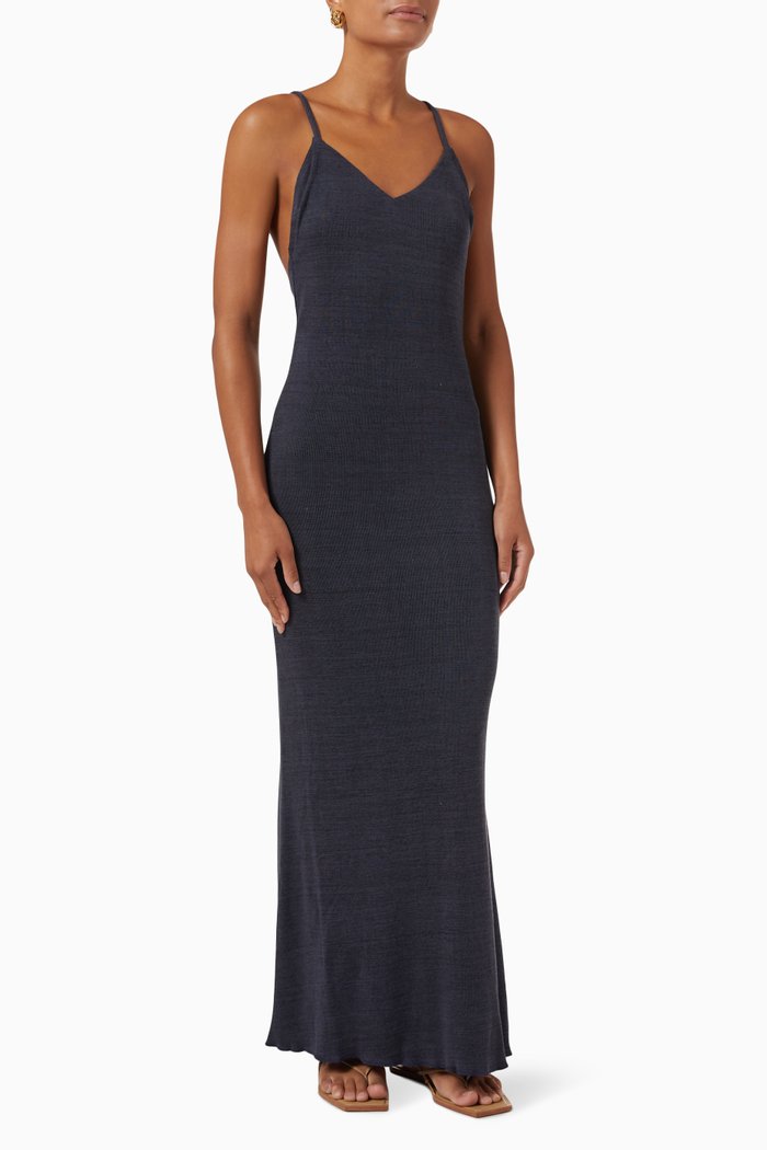 

Asher Maxi Dress in Knit, Blue