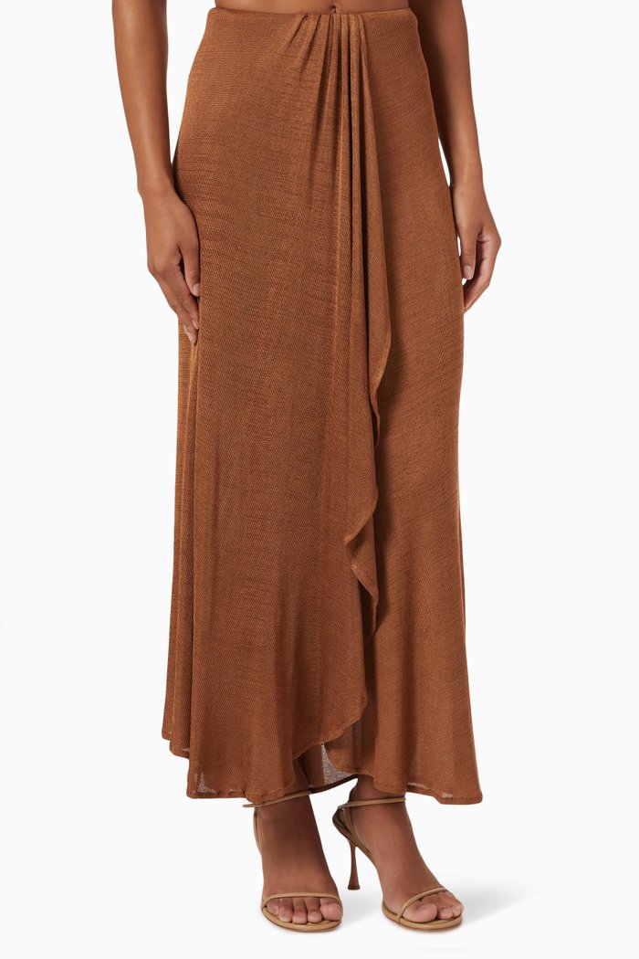 

Birdie Maxi Skirt in Knit, Brown