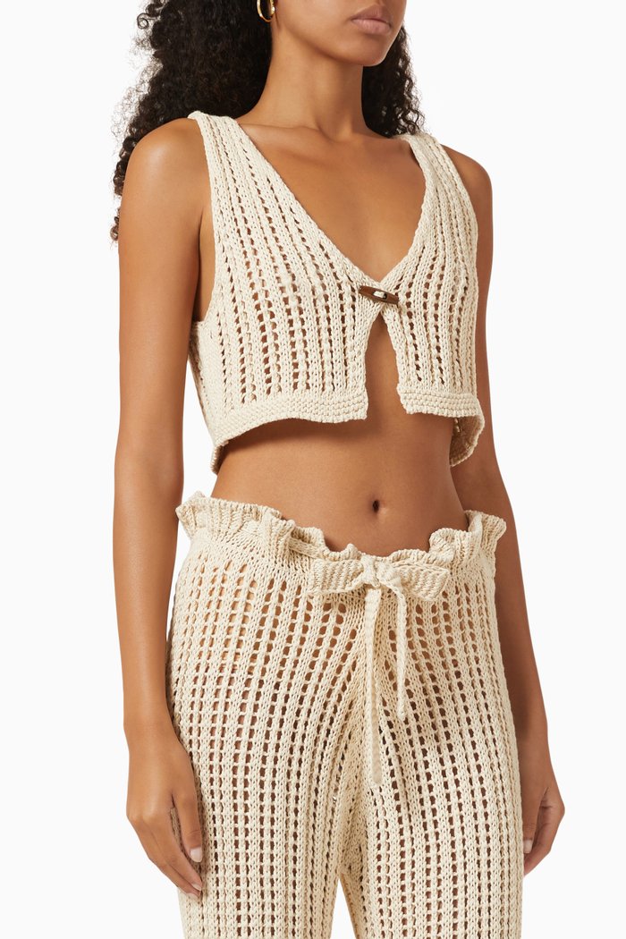 

Oak Knitted Crop Top in Organic Cotton, White